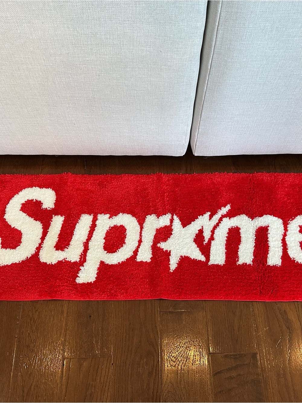 Supreme Red and White Logo Rug